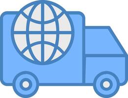 Worldwide Delivery Line Filled Blue Icon vector