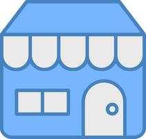 Find A Store Line Filled Blue Icon vector