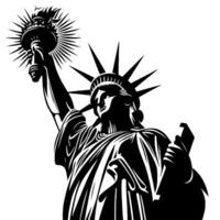 Black and White Illustration of the Statue of Liberty Sightseeing in New York City vector