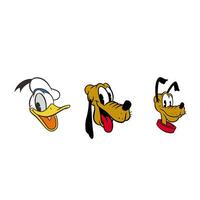 Disney animated character set donald duck and pluto cartoon vector