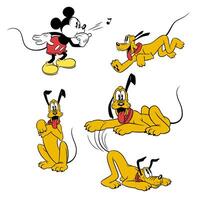 Disney animated character set pluto dog cartoon vector