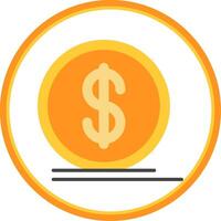 Dollar Coin Flat Circle Icon vector