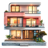 Modern bungalow on isolated background png