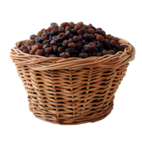 Dried dates fruit in a basket on isolated background png