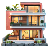 Modern bungalow on isolated background png