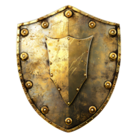 Golden shield on isolated background png