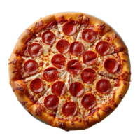 Pepperoni pizza on isolated transparent background png