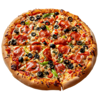 Freshly baked pizza on isolated transparent background png