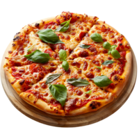 Freshly baked pizza on isolated transparent background png