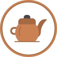 Tea Pot Flat Circle Icon vector