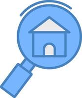 Search Home Line Filled Blue Icon vector