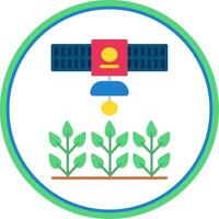 Satellite Crop Monitoring Flat Circle Icon vector