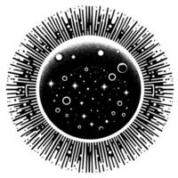 Black and White Illustration of the sun vector