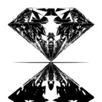 Black and white silhouette of a perfectly cut sparkling solitaire diamond gemstone vector