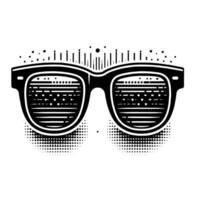 Black and White Illustration of modern black sunglasses vector