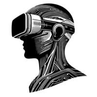 Black and White Illustration of VR Glasses Headset vector