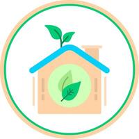 Green House Flat Circle Icon vector