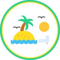 Sunset On Beach Flat Circle Icon vector