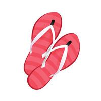 Summer red striped flipflops on a white background vector