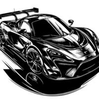 black and white illustration of a Hypercar Sports Car vector