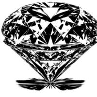 Black and white silhouette of a perfectly cut sparkling solitaire diamond gemstone vector