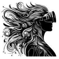 Black and White Illustration of VR Glasses Headset vector