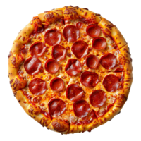 Pepperoni pizza on isolated transparent background png