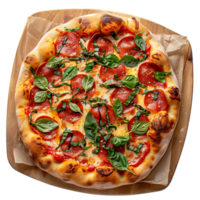 Freshly baked pizza on isolated transparent background png