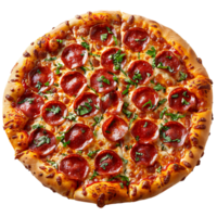 Pepperoni pizza on isolated transparent background png