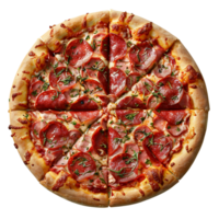 Pepperoni pizza on isolated transparent background png