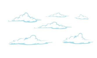 hand drawn clouds collection on white background vector