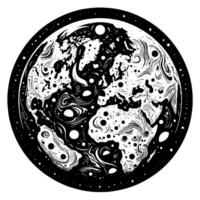 Black and White Illustration of the planet Earth vector