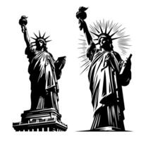 Black and White Illustration of the Statue of Liberty Sightseeing in New York City vector