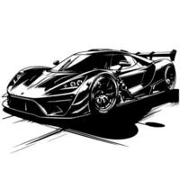 black and white illustration of a Hypercar Sports Car vector