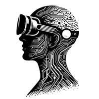 Black and White Illustration of VR Glasses Headset vector