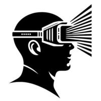 negro y blanco ilustración de vr lentes auriculares vector