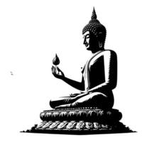 Black and White Illustration of a Buddha Statue Symbol vector