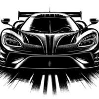 black and white illustration of a Hypercar Sports Car vector