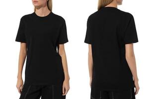 women's mockup T-shirt on the model photo