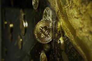 Black and golden marble textured background photo