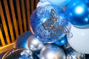 festive decorations, photo zone, balloons
