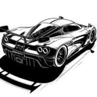 black and white illustration of a Hypercar Sports Car vector