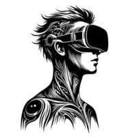 Black and White Illustration of VR Glasses Headset vector