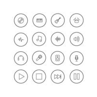 Sound set flat icon wave line. Music isolated web icon. vector