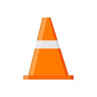 Cone illustration road flat design. Construction traffic icon. vector