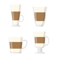 café en plano estilo en blanco antecedentes. café taza icono. latté conjunto vector