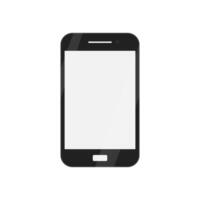 Flat mockup with black smartphone. Cellphone display front view mock up. Telephone icon. vector