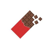 Chocolate bar in wrapper, simple illustration in flat style. vector