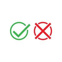 Check cross mark. Red and green cross sign. illustration in flat. vector