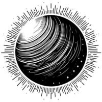 Black and White Illustration of the sun vector